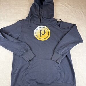 Pure Barre Blue Hoodie Sweatshirt Women Yellow Logo Athletic Activewear M